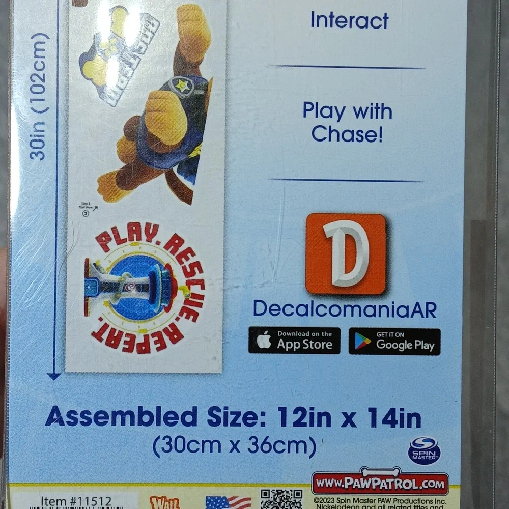 New Nickelodeon PAW PATROL Chase Wall Decal w/Augmented Reality 12x14